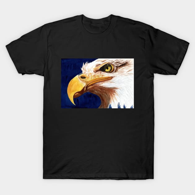 Eagle Watercolor Portrait T-Shirt by MMcBuck